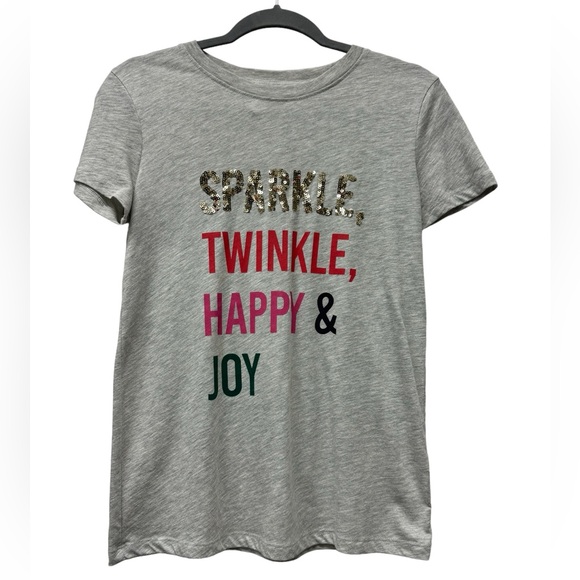 New! 1901 short sleeve t-shirt, cotton, gray, sparkle twinkle happy joy, small - Picture 2 of 6